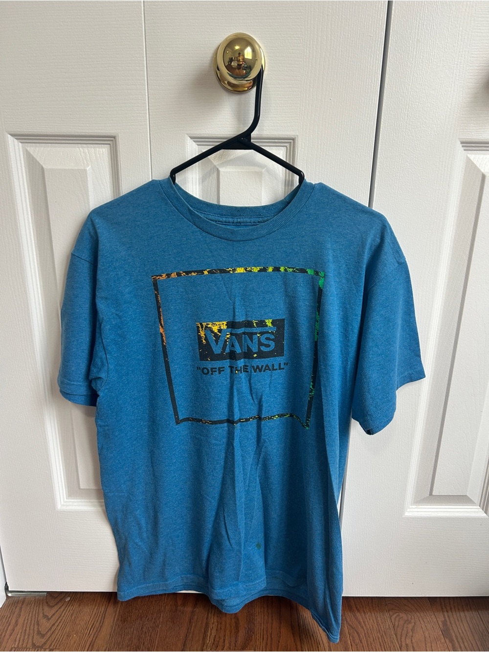 Vans Teal Blue Graphic Tee with Iridescent Logo